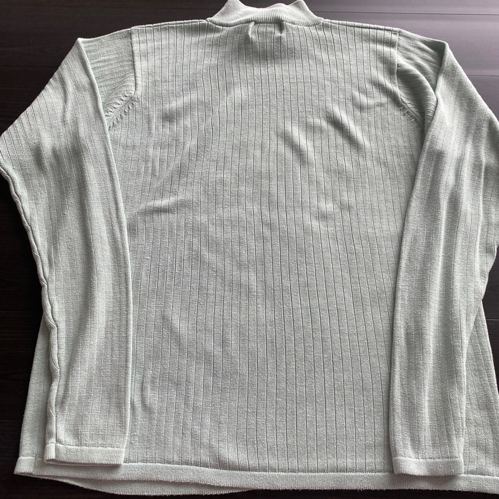 Vintage 90s Shirt Womens Small Silk Ribbed Mock neck Preppy Bill Blass Seafoam - Picture 6 of 6